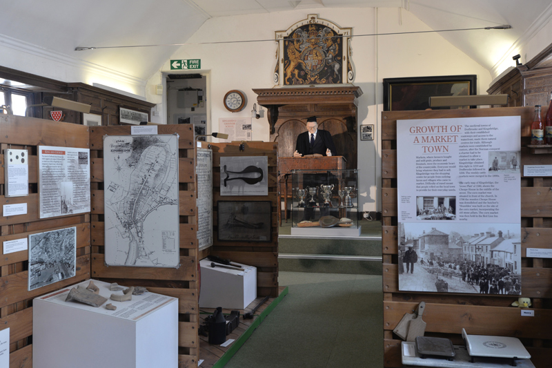 Displays about the history of Kingsbridge in the Cookworthy Room