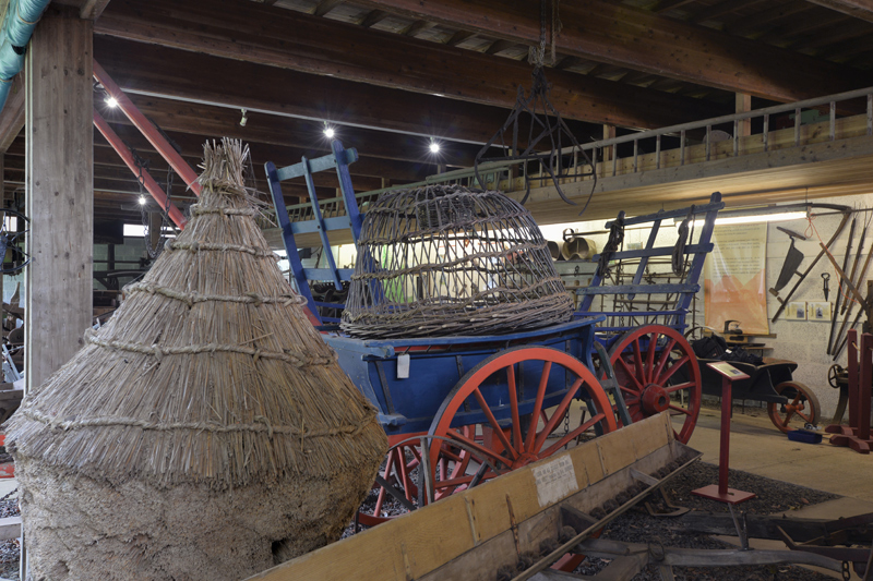 Farm Gallery display showing hayrick and farm cart