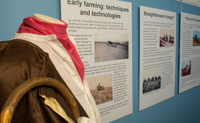 Farming clothes and information boards